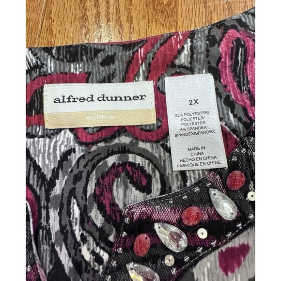 Alfred Dunner Women's Pink Paisley Embellished Top Sz 2X Artsy Glam Smart Casual - Picture 3 of 4